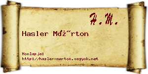 Hasler Márton névjegykártya
